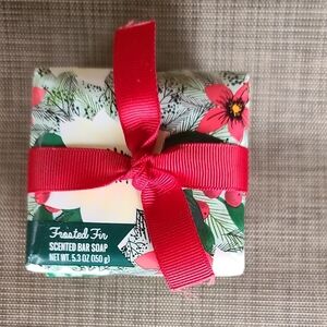Frosted Fir Scented Bar Soap with Red Ribbon